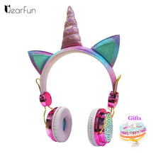 Load image into Gallery viewer, Cute Unicorn Wired Headphone With Microphone Girls