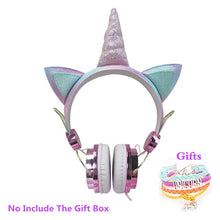 Load image into Gallery viewer, Cute Unicorn Wired Headphone With Microphone Girls